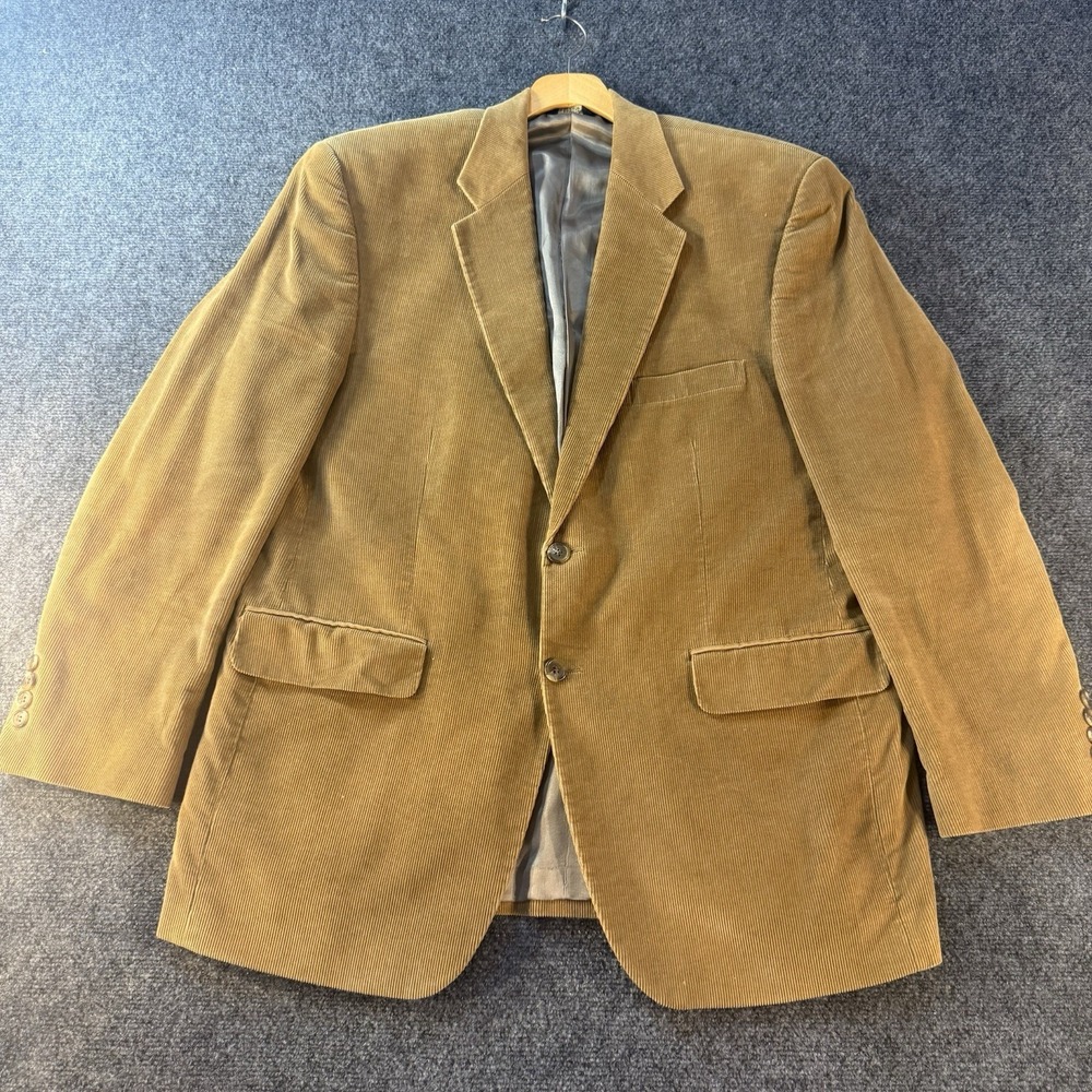 Chaps Ralph Lauren Mens Brown Corduroy Blazer 2 Button Notch Lapel Single Vent
